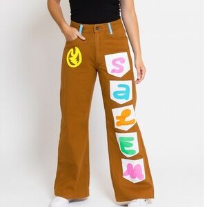 Salem7 Brown/orange Pocket Pants jeans  pocket jeans hip hop R&B straight leg